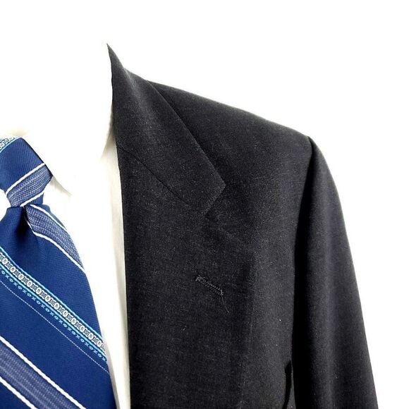 Vintage Brooks Brothers Brooksease Wool 2 Button Blazer 42R Gray Twill - Picture 2 of 11